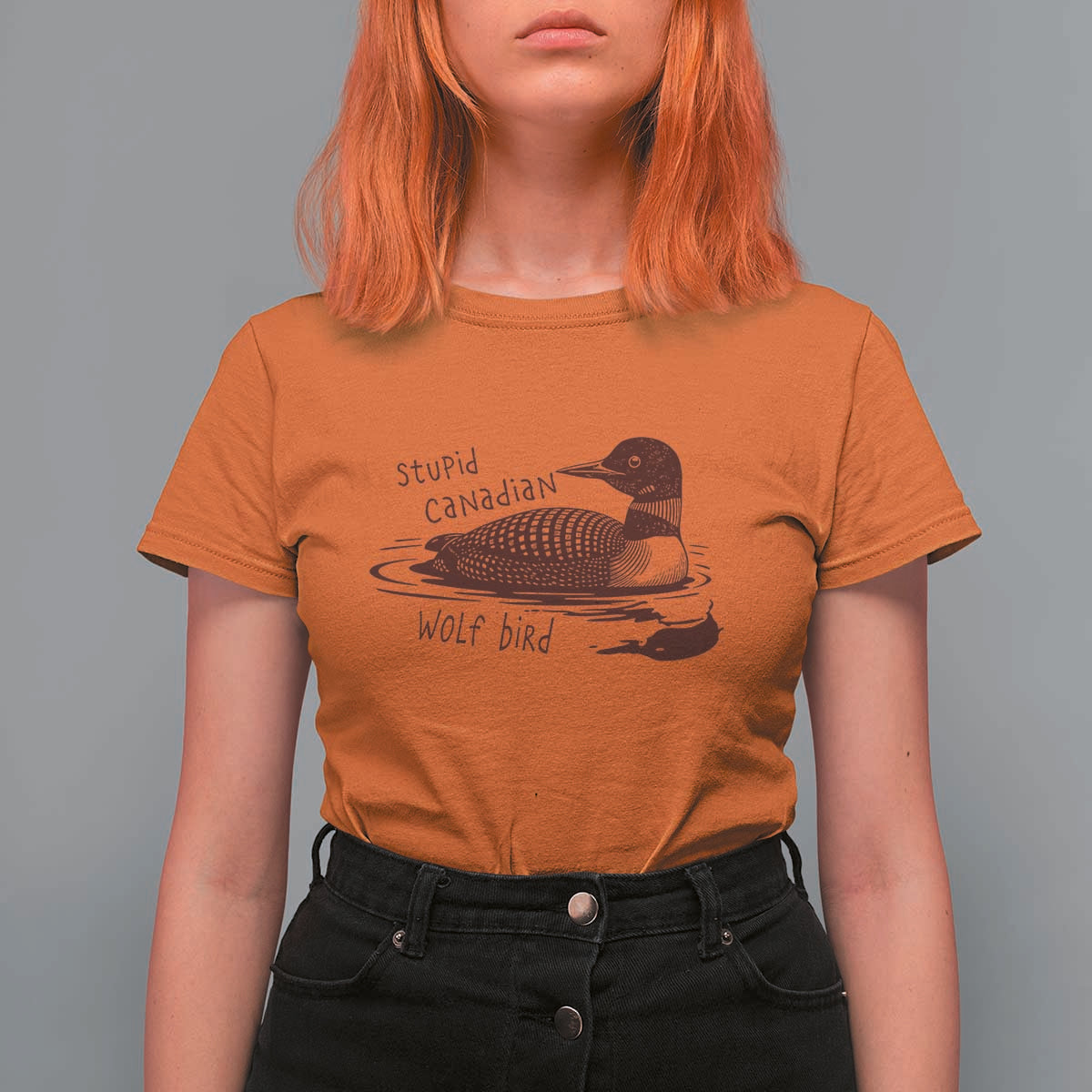 Stupid Canadian Wolf Bird Common Loon T Shirt For Women Funny Absurd Bird Meme Humor - Wonder Print Shop