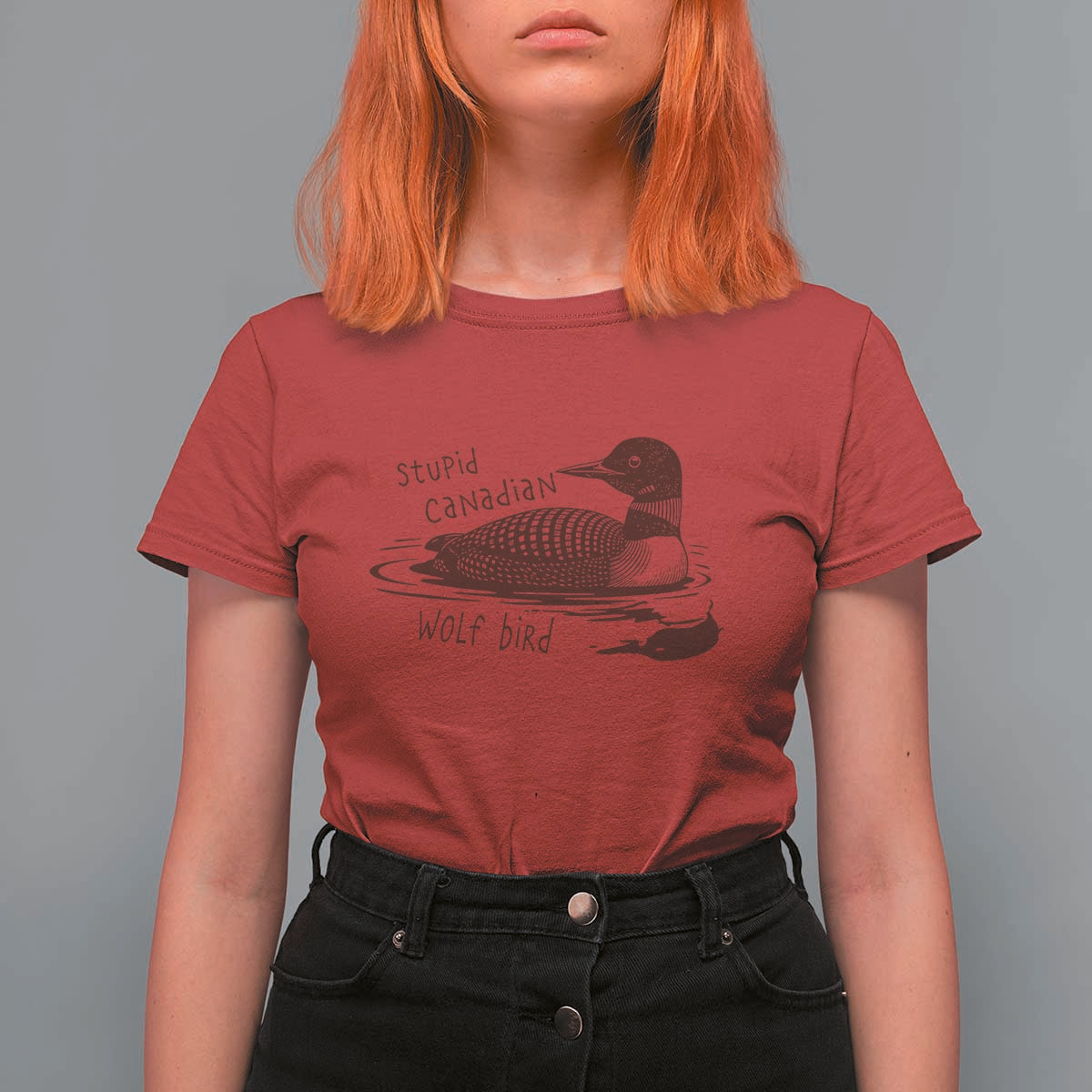 Stupid Canadian Wolf Bird Common Loon T Shirt For Women Funny Absurd Bird Meme Humor - Wonder Print Shop