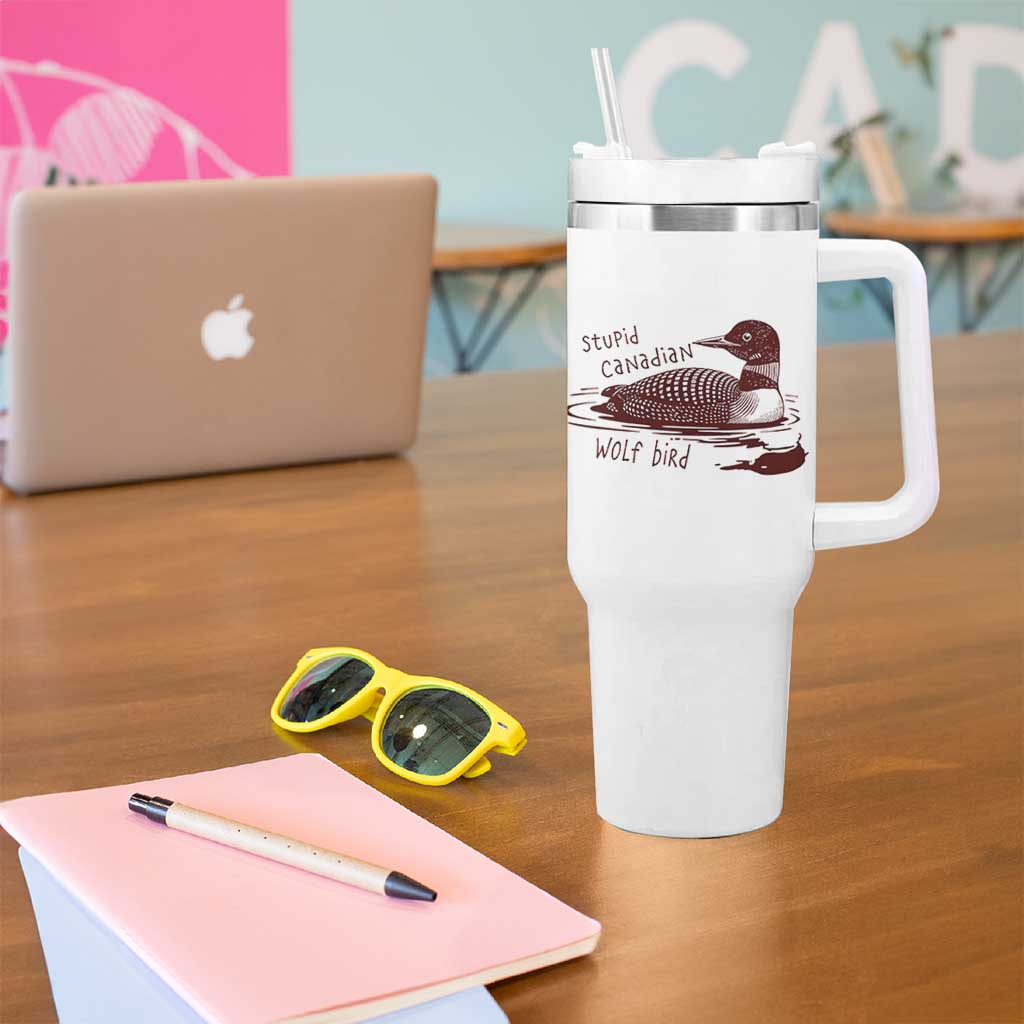 Stupid Canadian Wolf Bird Common Loon Tumbler With Handle Funny Absurd Bird Meme Humor - Wonder Print Shop