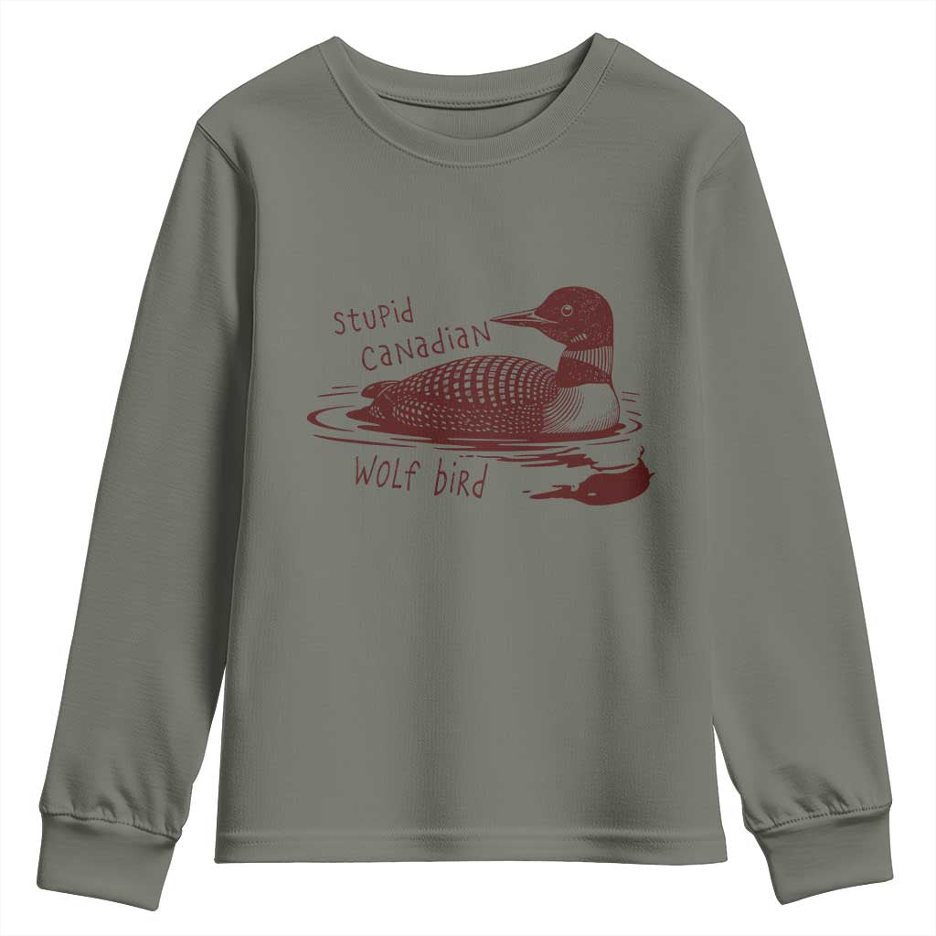Stupid Canadian Wolf Bird Common Loon Youth Sweatshirt Funny Absurd Bird Meme Humor - Wonder Print Shop