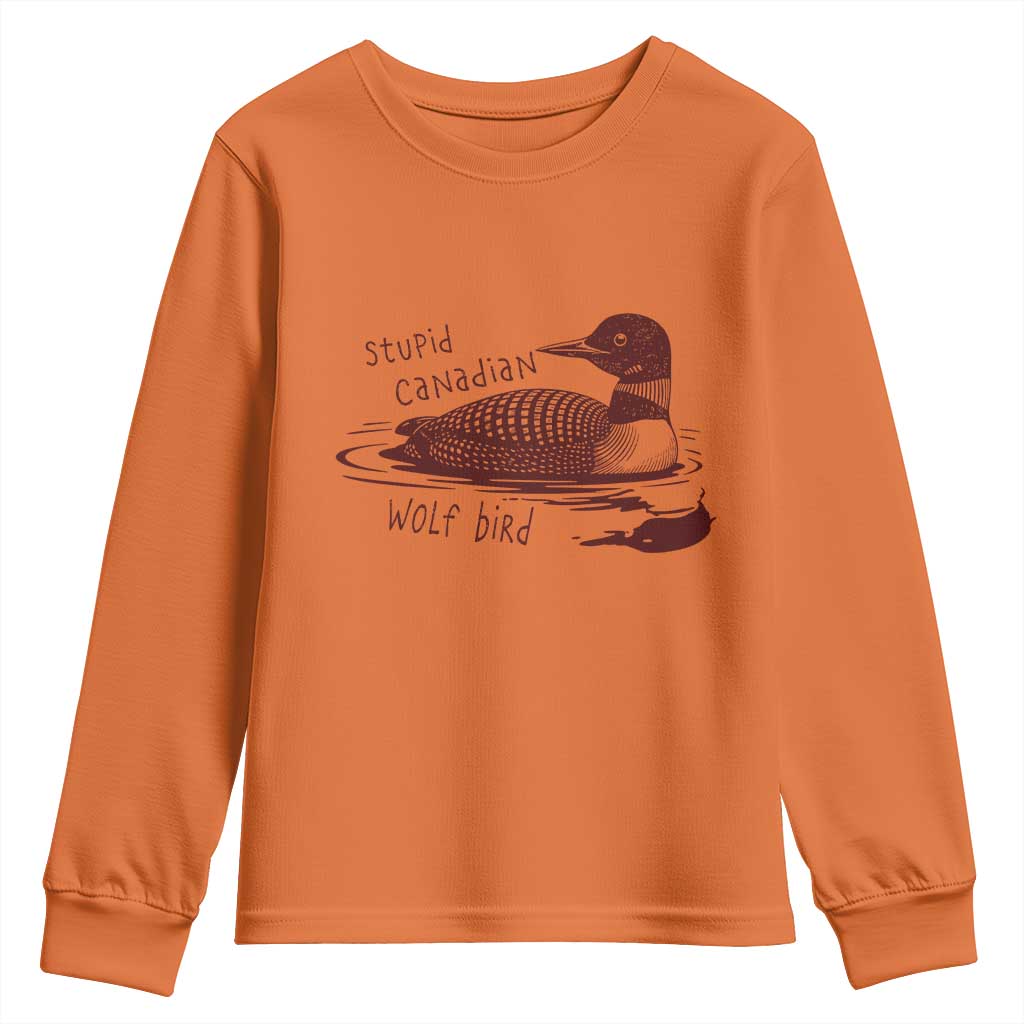Stupid Canadian Wolf Bird Common Loon Youth Sweatshirt Funny Absurd Bird Meme Humor - Wonder Print Shop