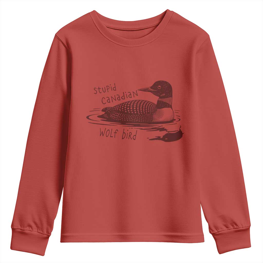 Stupid Canadian Wolf Bird Common Loon Youth Sweatshirt Funny Absurd Bird Meme Humor - Wonder Print Shop
