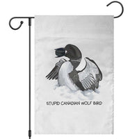 Funny Stupid Canadian Wolf Bird Garden Flag Common Loon with Hockey Puck Bird Meme - Wonder Print Shop