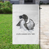 Funny Stupid Canadian Wolf Bird Garden Flag Common Loon with Hockey Puck Bird Meme - Wonder Print Shop