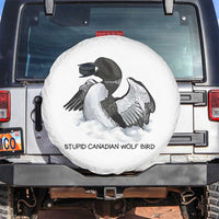 Funny Stupid Canadian Wolf Bird Spare Tire Cover Common Loon with Hockey Puck Bird Meme - Wonder Print Shop
