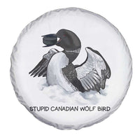 Funny Stupid Canadian Wolf Bird Spare Tire Cover Common Loon with Hockey Puck Bird Meme - Wonder Print Shop