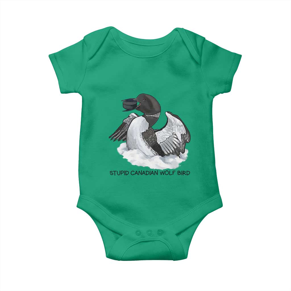 Funny Stupid Canadian Wolf Bird Baby Onesie Common Loon with Hockey Puck Bird Meme - Wonder Print Shop