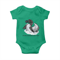 Funny Stupid Canadian Wolf Bird Baby Onesie Common Loon with Hockey Puck Bird Meme - Wonder Print Shop