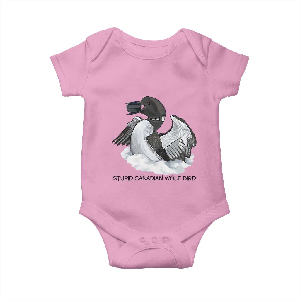 Funny Stupid Canadian Wolf Bird Baby Onesie Common Loon with Hockey Puck Bird Meme - Wonder Print Shop