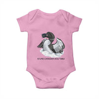 Funny Stupid Canadian Wolf Bird Baby Onesie Common Loon with Hockey Puck Bird Meme - Wonder Print Shop