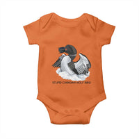 Funny Stupid Canadian Wolf Bird Baby Onesie Common Loon with Hockey Puck Bird Meme - Wonder Print Shop
