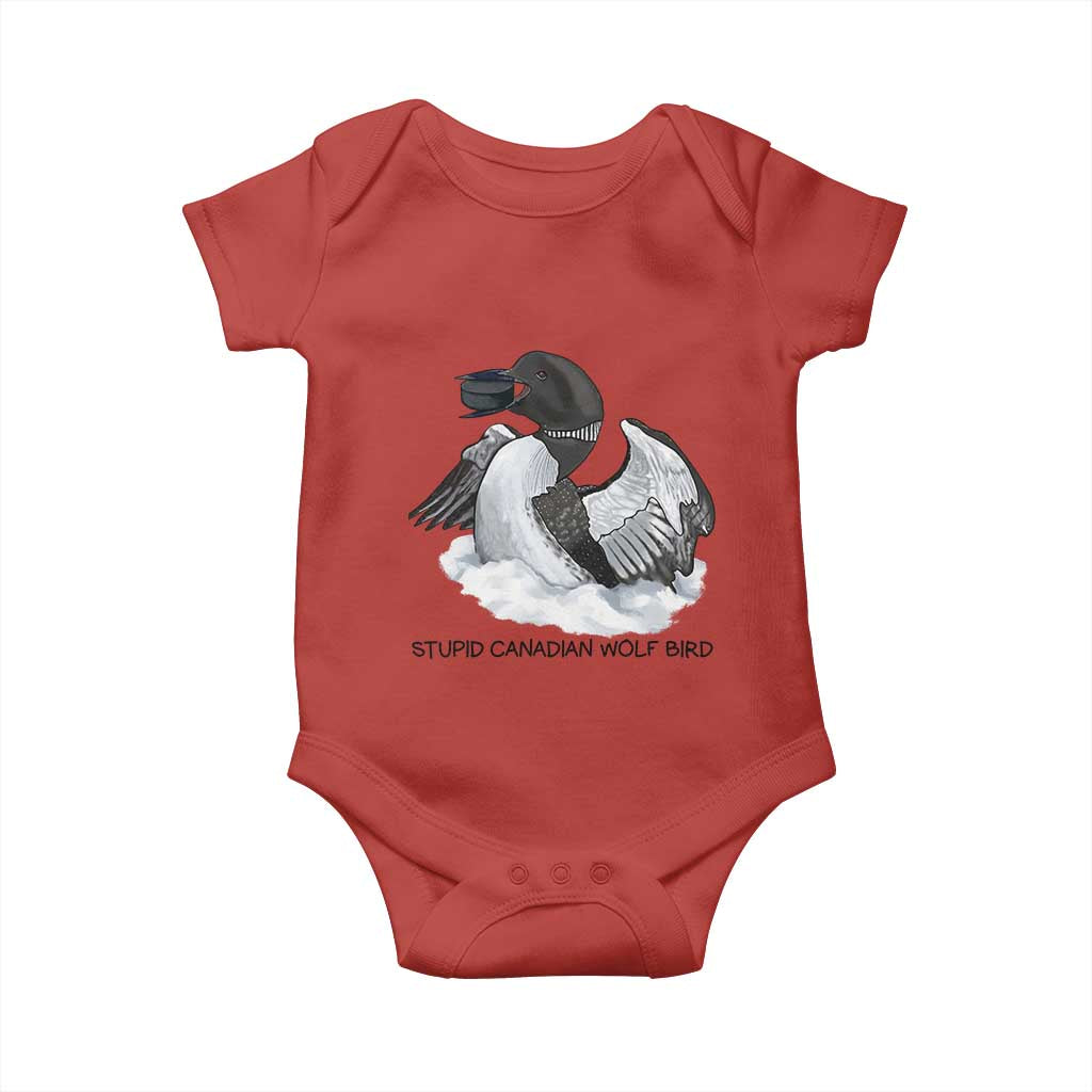 Funny Stupid Canadian Wolf Bird Baby Onesie Common Loon with Hockey Puck Bird Meme - Wonder Print Shop