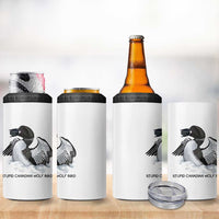 Funny Stupid Canadian Wolf Bird 4 in 1 Can Cooler Tumbler Common Loon with Hockey Puck Bird Meme - Wonder Print Shop