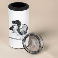 Funny Stupid Canadian Wolf Bird 4 in 1 Can Cooler Tumbler Common Loon with Hockey Puck Bird Meme - Wonder Print Shop