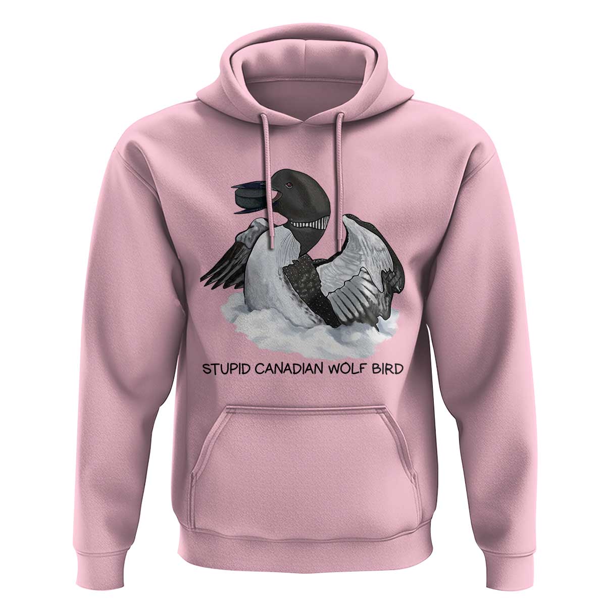 Funny Stupid Canadian Wolf Bird Hoodie Common Loon with Hockey Puck Bird Meme - Wonder Print Shop
