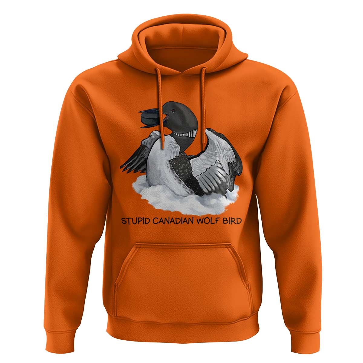 Funny Stupid Canadian Wolf Bird Hoodie Common Loon with Hockey Puck Bird Meme - Wonder Print Shop