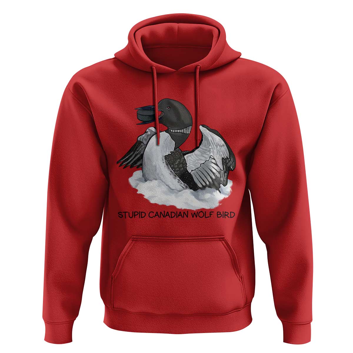 Funny Stupid Canadian Wolf Bird Hoodie Common Loon with Hockey Puck Bird Meme - Wonder Print Shop