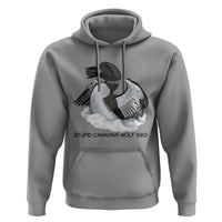 Funny Stupid Canadian Wolf Bird Hoodie Common Loon with Hockey Puck Bird Meme - Wonder Print Shop
