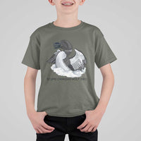 Funny Stupid Canadian Wolf Bird T Shirt For Kid Common Loon with Hockey Puck Bird Meme - Wonder Print Shop