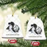 Funny Stupid Canadian Wolf Bird Ceramic Ornament Common Loon with Hockey Puck Bird Meme - Wonder Print Shop