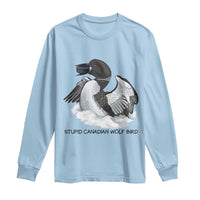 Funny Stupid Canadian Wolf Bird Long Sleeve Shirt Common Loon with Hockey Puck Bird Meme - Wonder Print Shop
