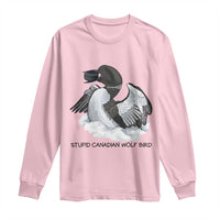 Funny Stupid Canadian Wolf Bird Long Sleeve Shirt Common Loon with Hockey Puck Bird Meme - Wonder Print Shop