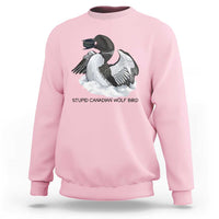 Funny Stupid Canadian Wolf Bird Sweatshirt Common Loon with Hockey Puck Bird Meme - Wonder Print Shop