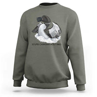 Funny Stupid Canadian Wolf Bird Sweatshirt Common Loon with Hockey Puck Bird Meme - Wonder Print Shop