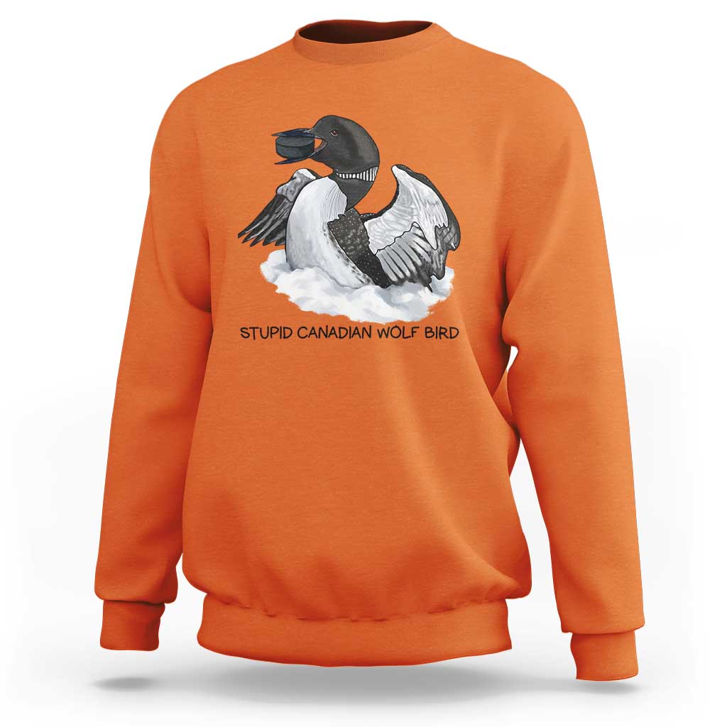 Funny Stupid Canadian Wolf Bird Sweatshirt Common Loon with Hockey Puck Bird Meme - Wonder Print Shop