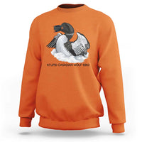 Funny Stupid Canadian Wolf Bird Sweatshirt Common Loon with Hockey Puck Bird Meme - Wonder Print Shop