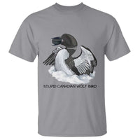 Funny Stupid Canadian Wolf Bird T Shirt Common Loon with Hockey Puck Bird Meme - Wonder Print Shop