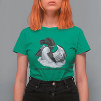Funny Stupid Canadian Wolf Bird T Shirt For Women Common Loon with Hockey Puck Bird Meme - Wonder Print Shop