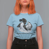 Funny Stupid Canadian Wolf Bird T Shirt For Women Common Loon with Hockey Puck Bird Meme - Wonder Print Shop