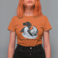 Funny Stupid Canadian Wolf Bird T Shirt For Women Common Loon with Hockey Puck Bird Meme - Wonder Print Shop