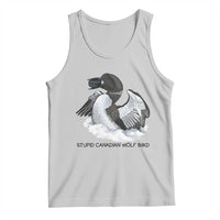 Funny Stupid Canadian Wolf Bird Tank Top Common Loon with Hockey Puck Bird Meme - Wonder Print Shop