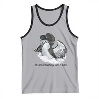 Funny Stupid Canadian Wolf Bird Tank Top Common Loon with Hockey Puck Bird Meme - Wonder Print Shop