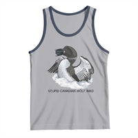Funny Stupid Canadian Wolf Bird Tank Top Common Loon with Hockey Puck Bird Meme - Wonder Print Shop