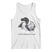 Funny Stupid Canadian Wolf Bird Tank Top Common Loon with Hockey Puck Bird Meme - Wonder Print Shop