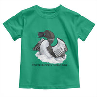 Funny Stupid Canadian Wolf Bird Toddler T Shirt Common Loon with Hockey Puck Bird Meme - Wonder Print Shop