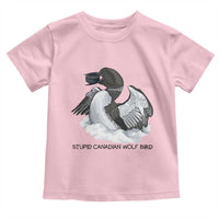Funny Stupid Canadian Wolf Bird Toddler T Shirt Common Loon with Hockey Puck Bird Meme - Wonder Print Shop