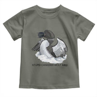 Funny Stupid Canadian Wolf Bird Toddler T Shirt Common Loon with Hockey Puck Bird Meme - Wonder Print Shop