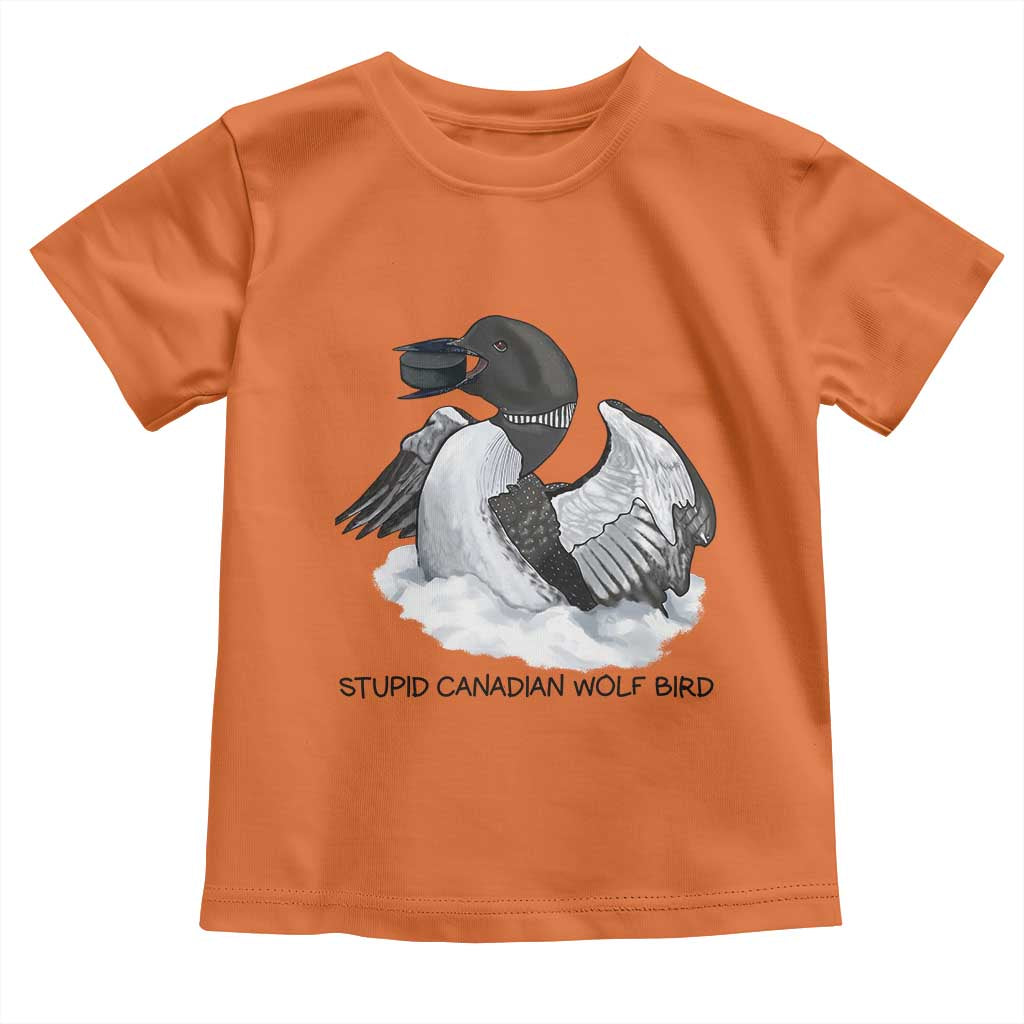 Funny Stupid Canadian Wolf Bird Toddler T Shirt Common Loon with Hockey Puck Bird Meme - Wonder Print Shop