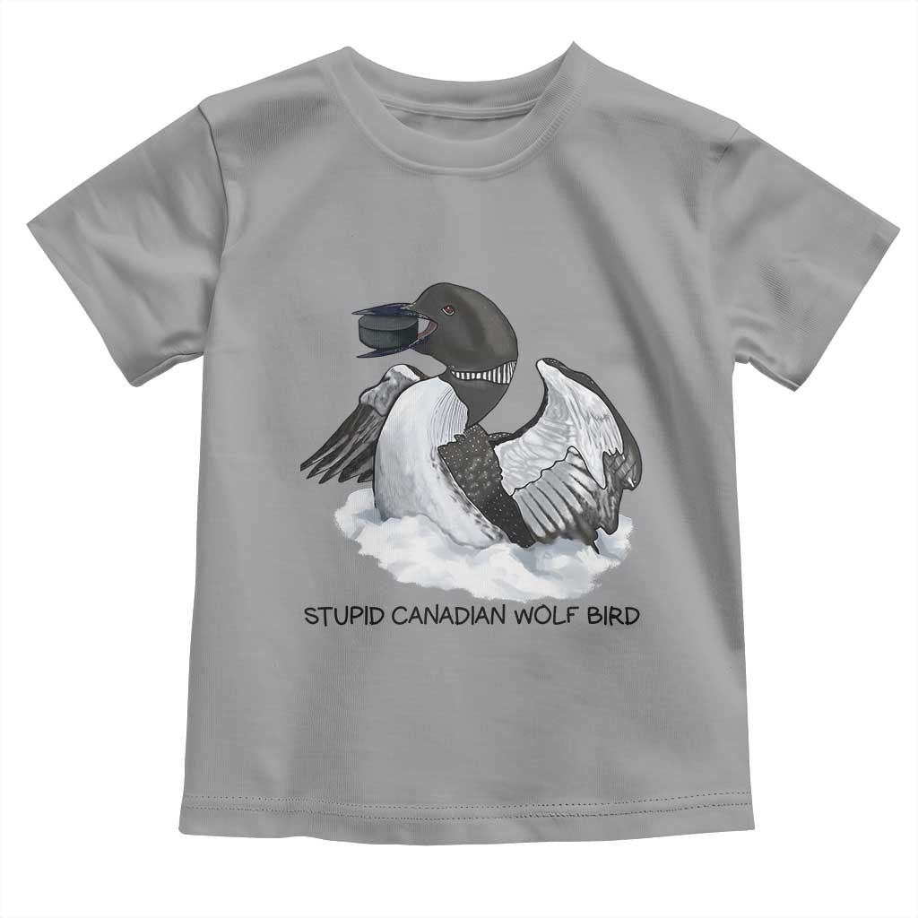 Funny Stupid Canadian Wolf Bird Toddler T Shirt Common Loon with Hockey Puck Bird Meme - Wonder Print Shop