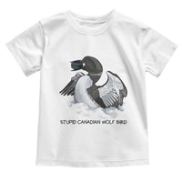 Funny Stupid Canadian Wolf Bird Toddler T Shirt Common Loon with Hockey Puck Bird Meme - Wonder Print Shop
