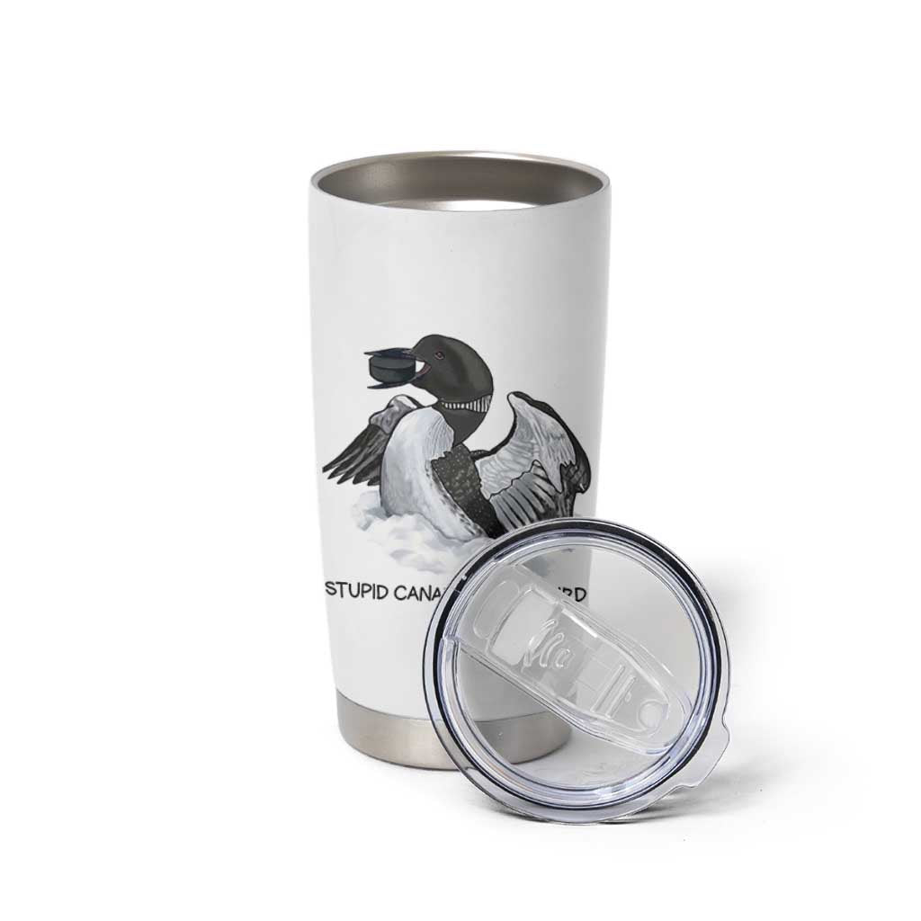 Funny Stupid Canadian Wolf Bird Tumbler Cup Common Loon with Hockey Puck Bird Meme - Wonder Print Shop
