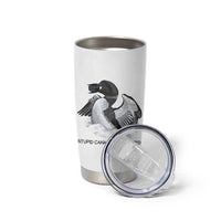 Funny Stupid Canadian Wolf Bird Tumbler Cup Common Loon with Hockey Puck Bird Meme - Wonder Print Shop