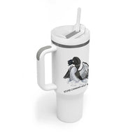 Funny Stupid Canadian Wolf Bird Tumbler With Handle Common Loon with Hockey Puck Bird Meme - undefined
