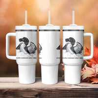 Funny Stupid Canadian Wolf Bird Tumbler With Handle Common Loon with Hockey Puck Bird Meme - undefined