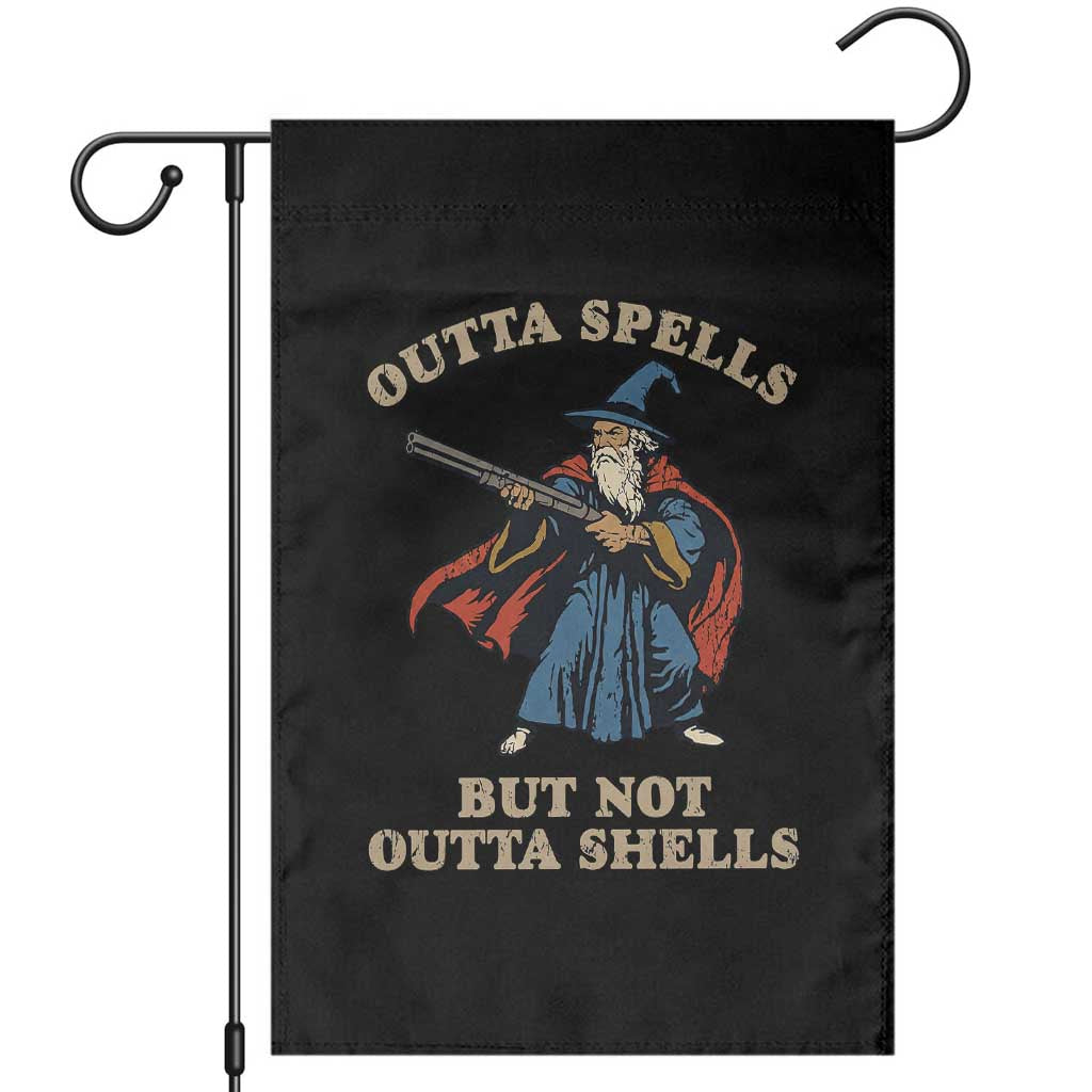 Outta Spells But Not Outta Shells Garden Flag Funny Wizard Fantasy Meme - Wonder Print Shop