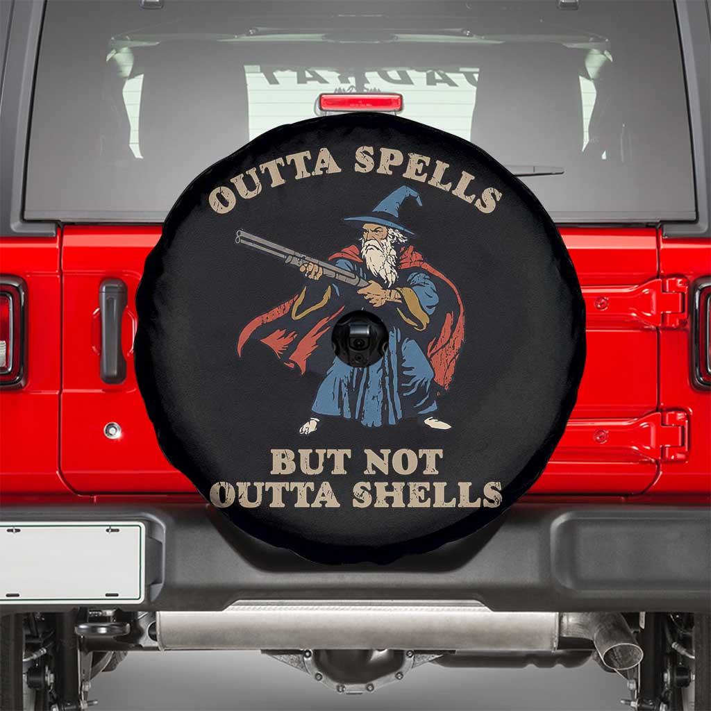 Outta Spells But Not Outta Shells Spare Tire Cover Funny Wizard Fantasy Meme - Wonder Print Shop